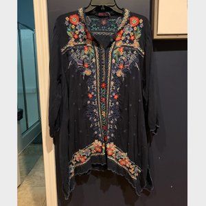 Johnny Was Navy Blue EmbroideredTunic